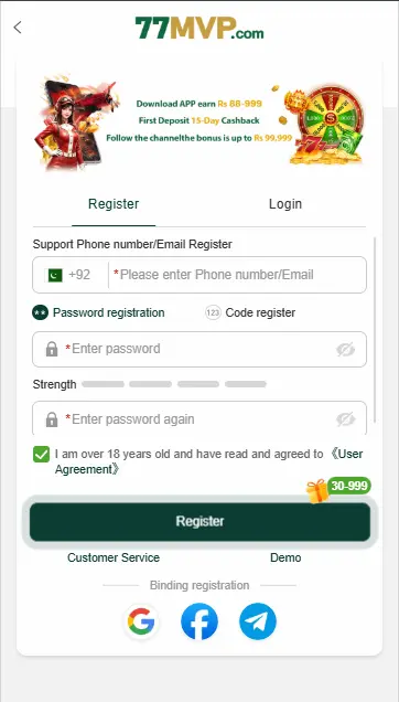 77MVP Game-Registeration and Login