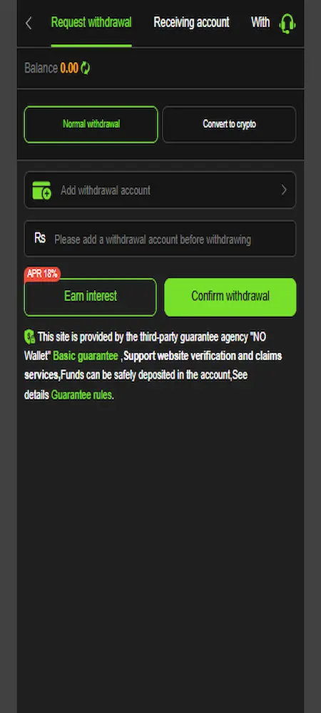 7vv bet game withdraw section